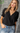 Lauren Black Short Puffy Sleeve Bodysuit Blouse