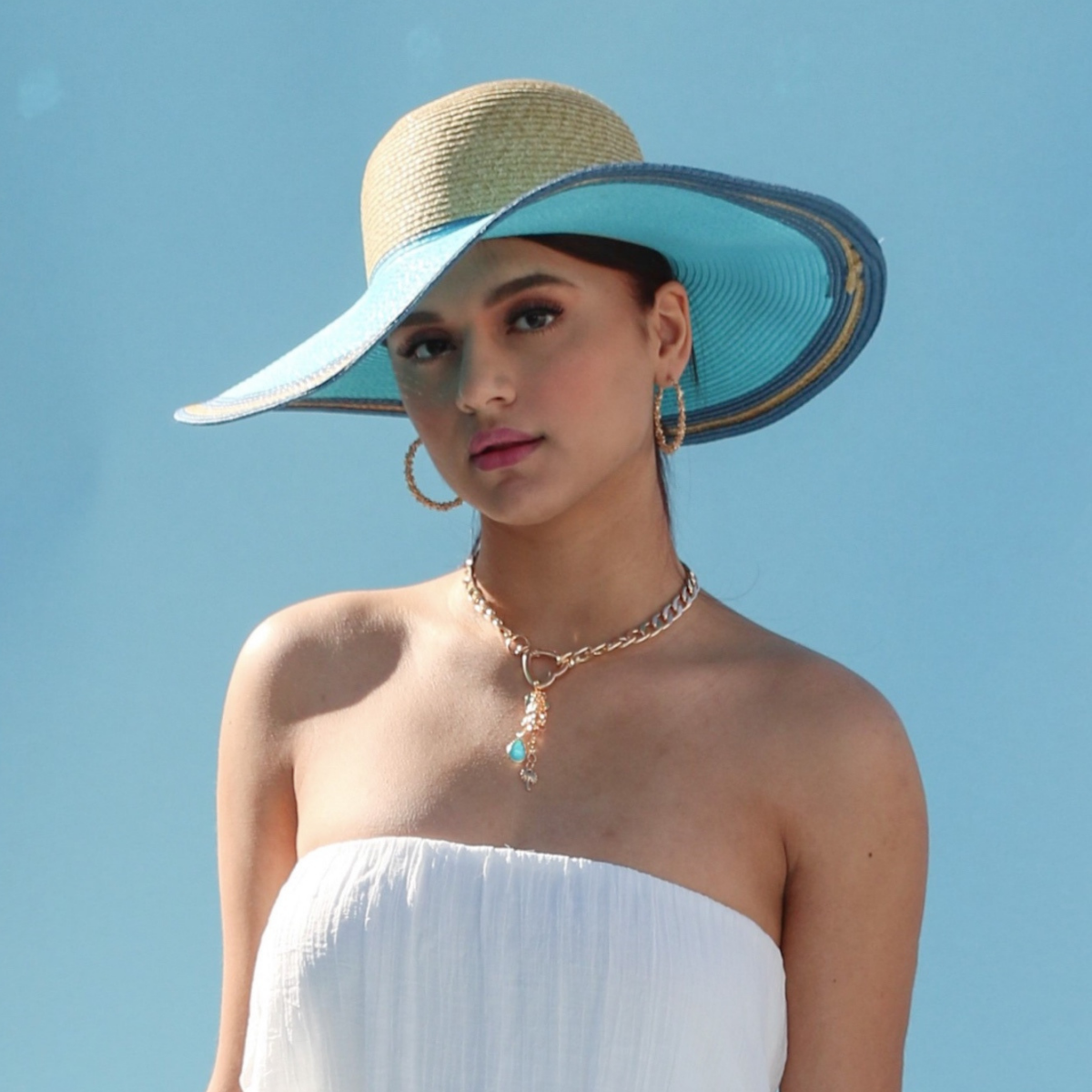 Sun Loving Aqua Oversize Beach Hat