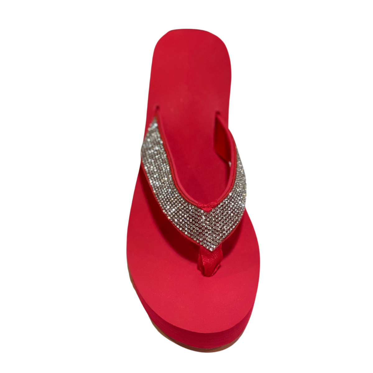 HELANA RED SEQUINS WEDGE FLIP FLOP SANDALS Casa de fashion