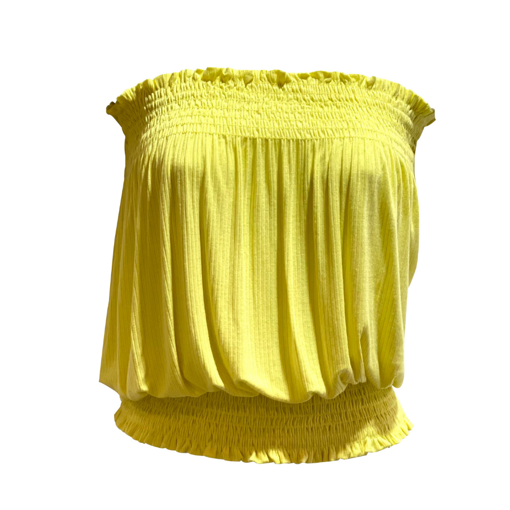 LOOSE FITTING YELLOW TUBE BANDEAU TOP