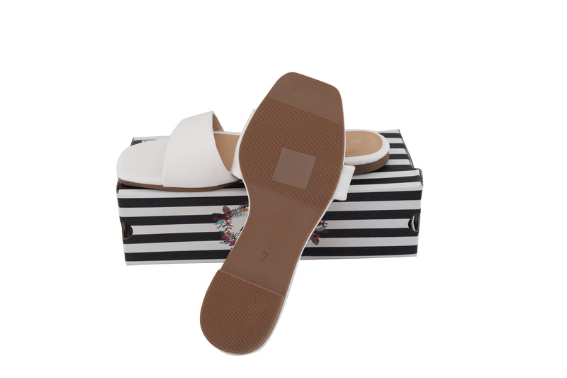 Marina White Slide Sandals
