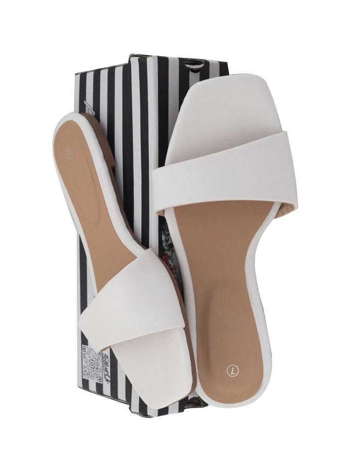 Marina White Slide Sandals