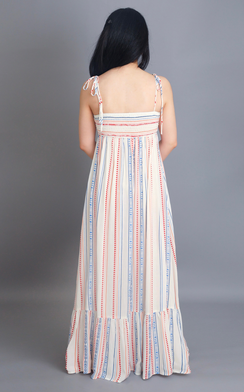 The Sweetest Ivory Tie-Strap Maxi Dress