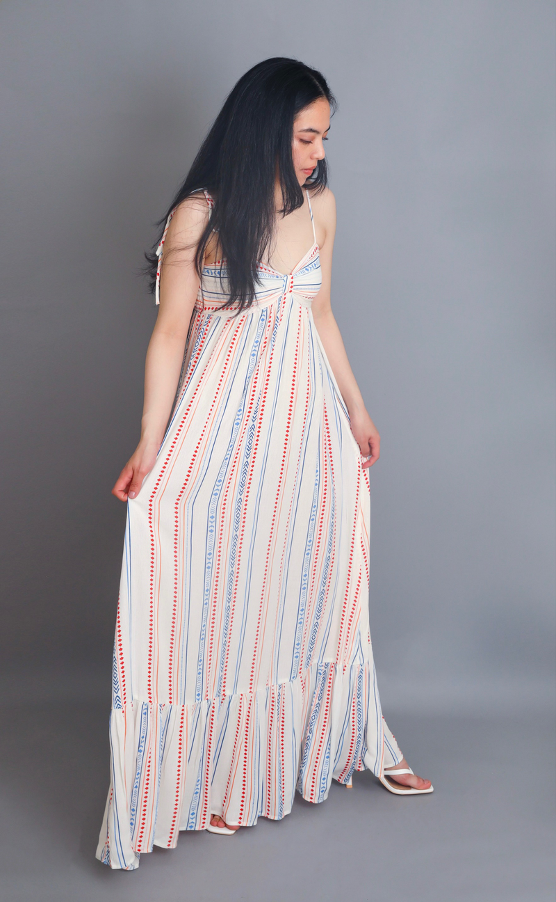 The Sweetest Ivory Tie-Strap Maxi Dress