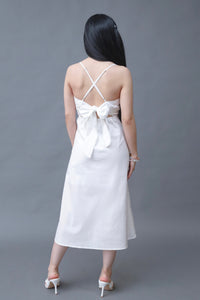 Essentially White Surplice Strappy Midi Dress