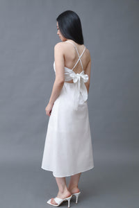 Essentially White Surplice Strappy Midi Dress